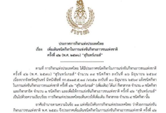 กีฬาเยาวชนแห่งชาติครั้งที่ 42 (2570) สุรินทร์เกมส์